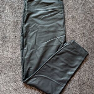 Women's Faux Leather Pants In Muted Blue